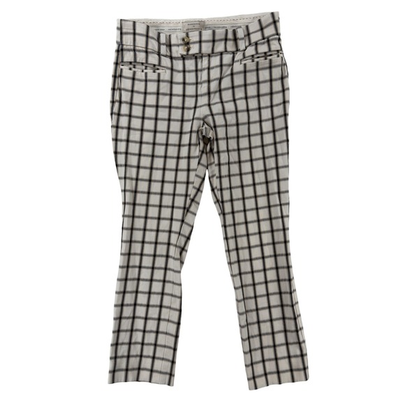 Anthropologie Pants - Anthropologie Dress Pants Womens 2P White Plaid Essential Slim Cropped 28x22 NWT